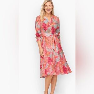 Talbots Belted Shirtdress Clustered Garden (Size 16P)
